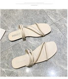 2025 New Roman Style Women's Summer Slippers Korean Fashion Open-Toe Sandals Casual Flat Outdoor Beach Shoes Non-Slip Slippers