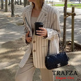 Lady Commute Or High Street Striped Blazer Women's Single-breasted Slim Blazer 2025 Spring Fashion Simple Modern Blazer