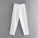 TRAFZA Women Elegant Solid Pencil Pants High Waist Pant For Women Casual Streetwear Woman Trousers Office Wear Chic Pant