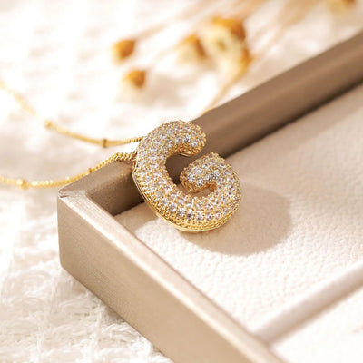 Classics Zircon Inlay Pendant Necklace Gold Colour Women