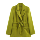 Spring Summer Elegant Solid Office Lady Suits Fashion Sashes Shrug Single Breasted Straight Blazers Chic Flare Pants