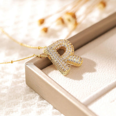 Classics Zircon Inlay Pendant Necklace Gold Colour Women