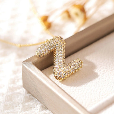 Classics Zircon Inlay Pendant Necklace Gold Colour Women