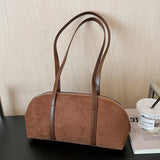 Faux Suede Small Top Handle Handbag Retro Winter Autumn Underarm Bag Small Handbag for Women Travel Shopping Daily Work