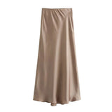 Black Satin Skirt Woman High Waist Elegant Long Skirts For Women Fashion Summer Midi Skirt Office Women's Skirts