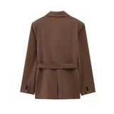 Spring Summer Office Lady Elegant Solid Women Suit Fashion Casual Sashes Straight Shrug Blazer Chic Zipper Long Pant