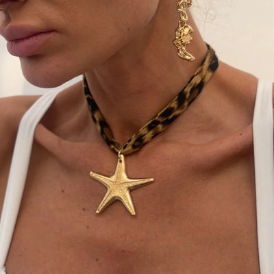 Ingemark Multilayer Velvet Chain Necklace Women 2025 New Fashion Metal Conch Starfish Heart Pendant Neck Jewelry