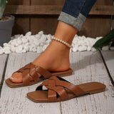 Woven Sandals Women's Summer Flat Bottom Casual Outdoor Non-slip Beach Women's Shoes Luxury Design Slippers Flip Flops