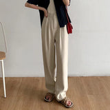 High Waist Women Suit Pants Fall Straight Office Ladies Korean Fashion Trousers Casual Button Loose Female Black Pants New 2024