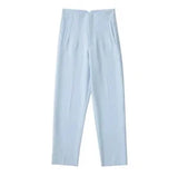 TRAFZA Women Elegant Solid Pencil Pants High Waist Pant For Women Casual Streetwear Woman Trousers Office Wear Chic Pant