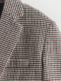 Women 2025 Autumn New Fashion Houndstooth Suit Chic Suit Collar Button Casual Long Sleeve Jacket Outerwear Mujer