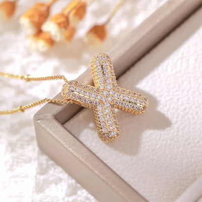 Classics Zircon Inlay Pendant Necklace Gold Colour Women