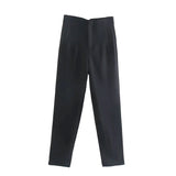 TRAFZA Women Elegant Solid Pencil Pants High Waist Pant For Women Casual Streetwear Woman Trousers Office Wear Chic Pant