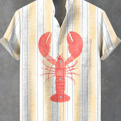 Men's New Striped Linen Short Sleeve Shirt for Summer Refreshing and Comfortable Fabric High Quality Button Top