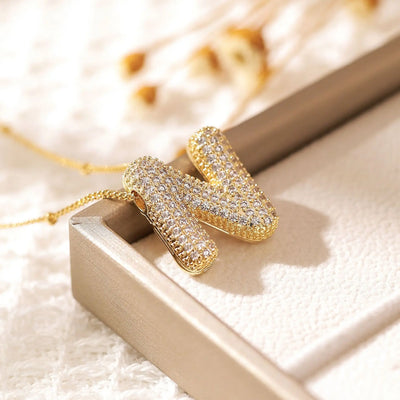 Classics Zircon Inlay Pendant Necklace Gold Colour Women