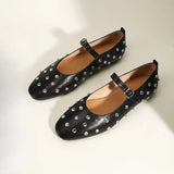 Fashion Crystal Ballet Flats Designer Luxury Mary Jane Shoes Women Black Versatile Single Shoes Comfort Soft Sole Women Loafers