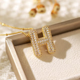 Classics Zircon Inlay Pendant Necklace Gold Colour Women