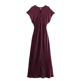 TRAFSHE Midi Satin Dress Woman Long Dresses For Women Chic And Elegant Evening Dresses Female Party Dress
