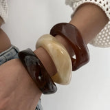 Boho Brown Irregular Acrylic Resin Chunky Bangles for Women
