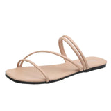 2025 New Roman Style Women's Summer Slippers Korean Fashion Open-Toe Sandals Casual Flat Outdoor Beach Shoes Non-Slip Slippers