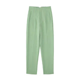 TRAFZA Women Elegant Solid Pencil Pants High Waist Pant For Women Casual Streetwear Woman Trousers Office Wear Chic Pant