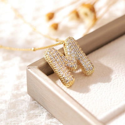 Classics Zircon Inlay Pendant Necklace Gold Colour Women