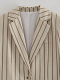 Lady Commute Or High Street Striped Blazer Women's Single-breasted Slim Blazer 2025 Spring Fashion Simple Modern Blazer