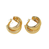 Personality Fashion Double Layer Circle Hoop Earrings Women Gold Colour