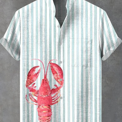 Men's New Striped Linen Short Sleeve Shirt for Summer Refreshing and Comfortable Fabric High Quality Button Top