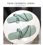 2025 New Roman Style Women's Summer Slippers Korean Fashion Open-Toe Sandals Casual Flat Outdoor Beach Shoes Non-Slip Slippers