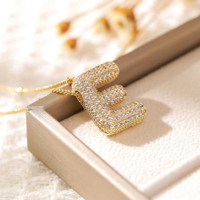 Classics Zircon Inlay Pendant Necklace Gold Colour Women