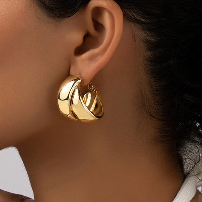 Personality Fashion Double Layer Circle Hoop Earrings Women Gold Colour