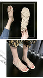 2025 New Roman Style Women's Summer Slippers Korean Fashion Open-Toe Sandals Casual Flat Outdoor Beach Shoes Non-Slip Slippers