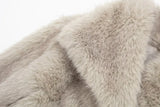 Women Fashion Cropped Faux Fur Jacket Coat Long Sleeve Front Snap-button Female Outerwear Chic Lapel Collar Thick Coat