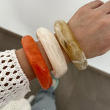 Boho Brown Irregular Acrylic Resin Chunky Bangles for Women
