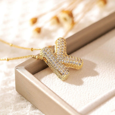 Classics Zircon Inlay Pendant Necklace Gold Colour Women