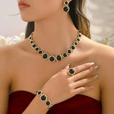 5pcs Metal Sphere Necklace Resin Cord Bracelet Women Elegant Ring Earring Post Party Accessory Vacation Gifts