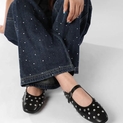 Fashion Crystal Ballet Flats Designer Luxury Mary Jane Shoes Women Black Versatile Single Shoes Comfort Soft Sole Women Loafers
