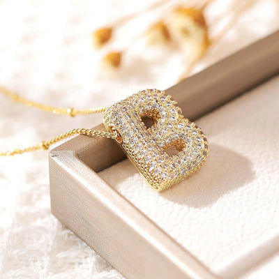 Classics Zircon Inlay Pendant Necklace Gold Colour Women