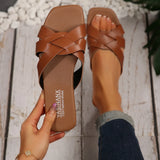 Woven Sandals Women's Summer Flat Bottom Casual Outdoor Non-slip Beach Women's Shoes Luxury Design Slippers Flip Flops