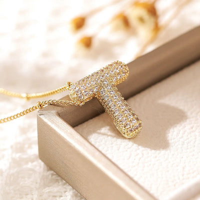 Classics Zircon Inlay Pendant Necklace Gold Colour Women