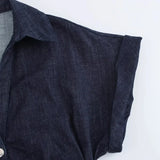 traf Spring New 1975 series denim MIDI dress with lapel side zipper fashion wrinkle waist slim elegant dress