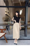 Classical Pleated High Waist Midi Skirt for Women Summer Autumn New Style Slimming Versatile Polyester Fiber A- Line Skirt