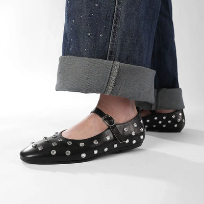 Fashion Crystal Ballet Flats Designer Luxury Mary Jane Shoes Women Black Versatile Single Shoes Comfort Soft Sole Women Loafers