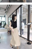 Classical Pleated High Waist Midi Skirt for Women Summer Autumn New Style Slimming Versatile Polyester Fiber A- Line Skirt