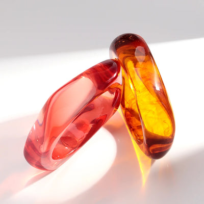 Boho Brown Irregular Acrylic Resin Chunky Bangles for Women