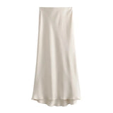 Black Satin Skirt Woman High Waist Elegant Long Skirts For Women Fashion Summer Midi Skirt Office Women's Skirts