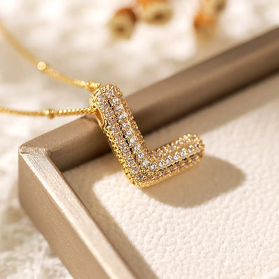 Classics Zircon Inlay Pendant Necklace Gold Colour Women