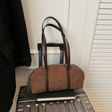 Faux Suede Small Top Handle Handbag Retro Winter Autumn Underarm Bag Small Handbag for Women Travel Shopping Daily Work