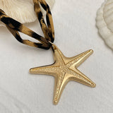 Ingemark Multilayer Velvet Chain Necklace Women 2025 New Fashion Metal Conch Starfish Heart Pendant Neck Jewelry